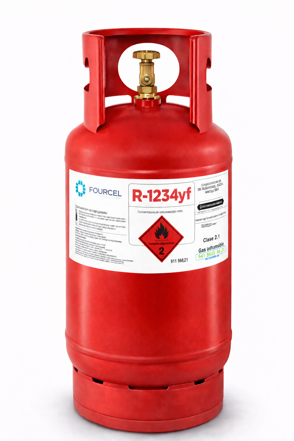 Imagen ilustrativa de una bombona roja R1234yf Fourcel