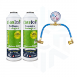 Kit Ahorro Pro Gasica D2 + Manómetro - Sustituto Gas refrigerante ecológico R134a/R12