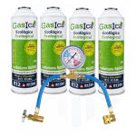Kit Super Ahorro Pro Gasica D2 + Manómetro - Sustituto Gas refrigerante ecológico R134a/R12