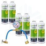 Kit Super Ahorro Profesional X6 Gasica D2 + Manómetro - Sustituto Gas refrigerante ecológico R134a/R12 (copia)